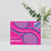 Postale Carte d'anniversaire 🎾 💜 tennis rose violet (Debout devant)