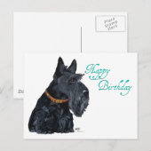 Postale Carte d'anniversaire Terrier Écossais (Devant / Derrière)
