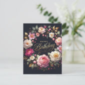 Postale Carte d'anniversaire : Thème floral vibrant (Debout devant)