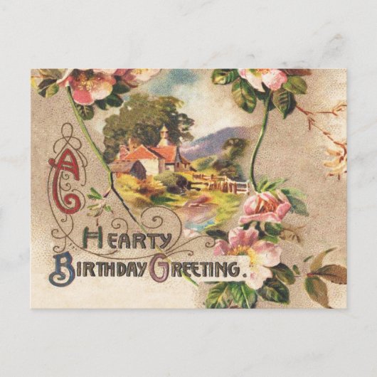 Postale Carte d'anniversaire vintage (Devant)