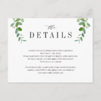 Carte d'annonce de mariage à feuillage de verdure