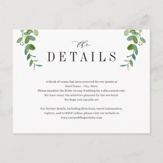 Postale Carte d'annonce de mariage à feuillage de verdure  (Devant)