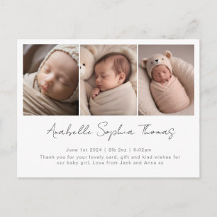 Postale Carte d'annonce de naissance avec écriture script