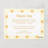 Postale carte d'annonce de naissance boho ensoleillée avec (Dos)