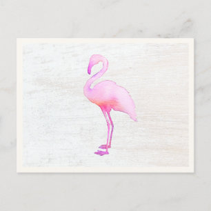 Postale Carte d'appel de Flamant rose d'aquarelle rose