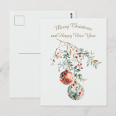 Postale Carte d'aquarelle Holly Branch (Devant / Derrière)