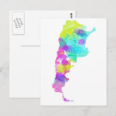 Postale Carte d'Argentine à l'aquarelle fantaisiste (Devant / Derrière)