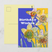 Postale Carte d'art Daffodicolor Yellow Spring Flower (Devant / Derrière)