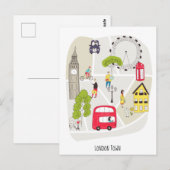 Postale Carte d'art de Londres Caractéristiques de repère (Devant / Derrière)