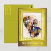 Postale Carte d'art élégante Koi Fish Frame Or (Devant / Derrière)