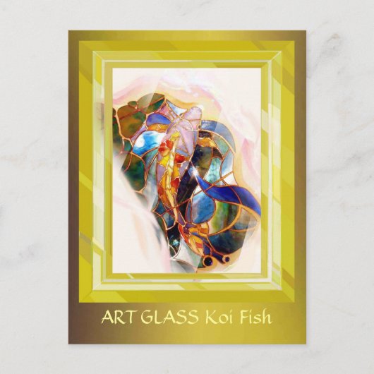 Postale Carte d'art élégante Koi Fish Frame Or (Devant)