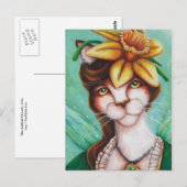 Postale Carte d'art pour chats de fleur de jonquille (Devant / Derrière)
