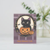 Postale Carte d'automne de chat mignon Halloween (Debout devant)
