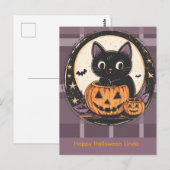 Postale Carte d'automne de chat mignon Halloween (Devant / Derrière)