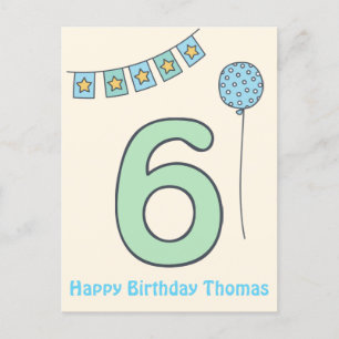 Postale Carte de 6e anniversaire pour enfants mignonne et