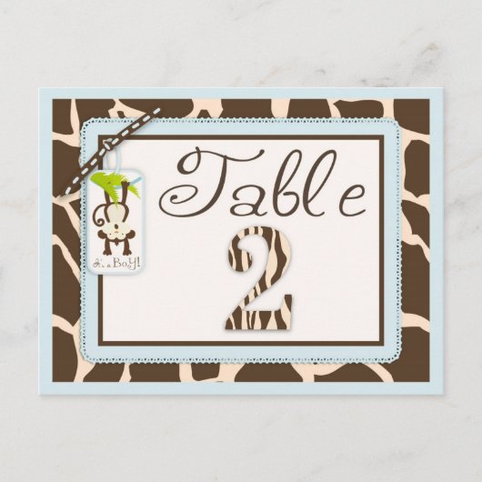 Postale Carte de Baby shower Safari Monkey Poster de anima (Devant)