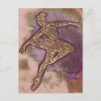 Postale Carte de ballerine rose et or abstraite