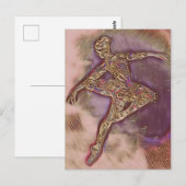 Postale Carte de ballerine rose et or dansant abstraite (Devant / Derrière)