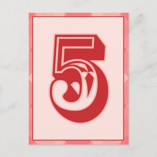 Postale Carte de bannière de typographie rose Numéro "5" (Devant)