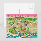 Postale Carte de Barcelone Espagne (Devant / Derrière)