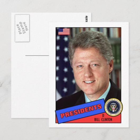 Postale Carte de baseball Bill Clinton (Devant / Derrière)