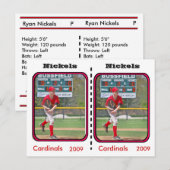 Postale Carte de baseball personnalisable (Devant / Derrière)