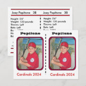 Postale Carte de baseball personnalisable (Devant / Derrière)