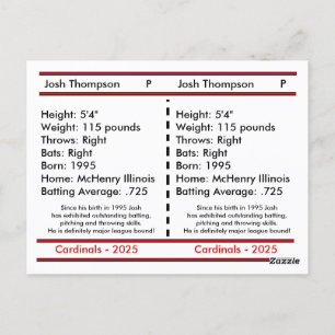 Postale Carte de baseball personnalisée unique