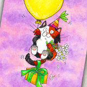 Postale Carte de Bon Anniversaire Chat Calico