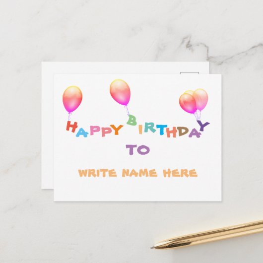 Postale Carte de bon anniversaire pour votre proche (Devant/Arrière en situation)