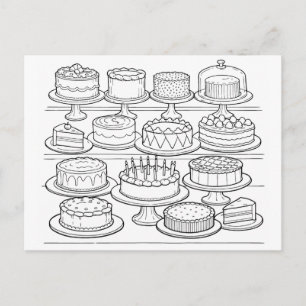 Postale Carte de Bonne Anniversaire à Colorier