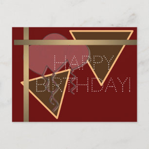 Postale Carte de Bonne Anniversaire rouge marron or