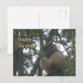 Postale Carte de bonne fête avec une Chouette aux longues (Devant / Derrière)