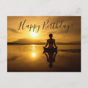 Postale Carte de bonne fête silhouette Yoga méditation