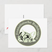 Postale Carte de Bouledogues Français (Devant / Derrière)