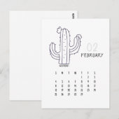 Postale Carte de calendrier Cactus personnalisable février (Devant / Derrière)