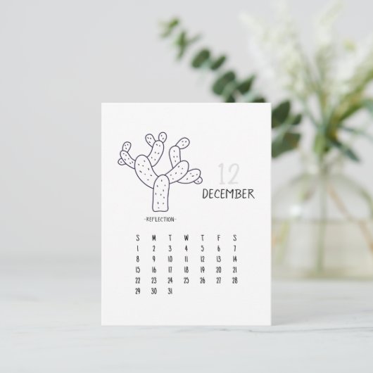 Postale Carte de calendrier personnalisable Cactus décembr (Debout devant)
