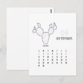 Postale Carte de calendrier personnalisable Cactus septemb (Devant / Derrière)