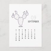 Postale Carte de calendrier personnalisable Cactus septemb (Devant)