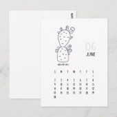 Postale Carte de calendrier personnalisable de cactus de j (Devant / Derrière)