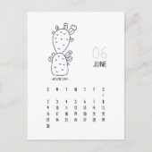 Postale Carte de calendrier personnalisable de cactus de j (Devant)