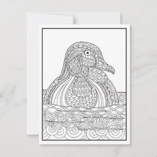 Postale Carte de canard en bois noir et blanc