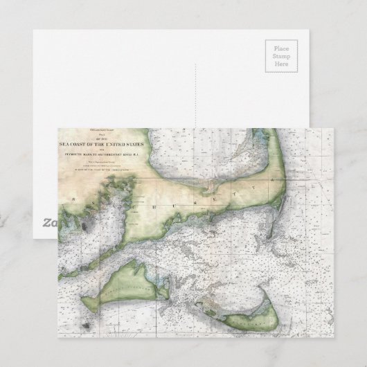 Postale Carte de Cap Cod, Nantucket, Martha's Vineyard (Devant / Derrière)