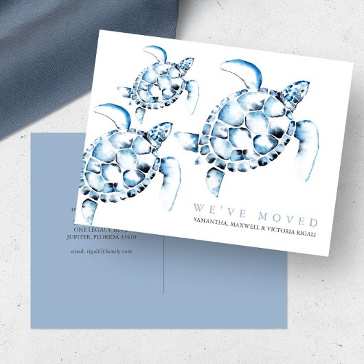 Postale Carte de changement d'adresse de plage Tortues de 
