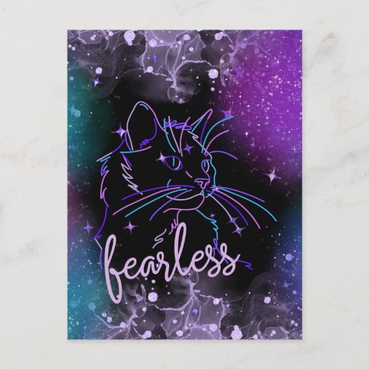 Postale Carte de chat Galaxy sans peur (Devant)