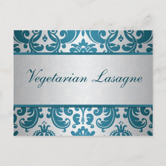 Postale Carte de choix Buffet Argent Turquoise Damas (Devant)