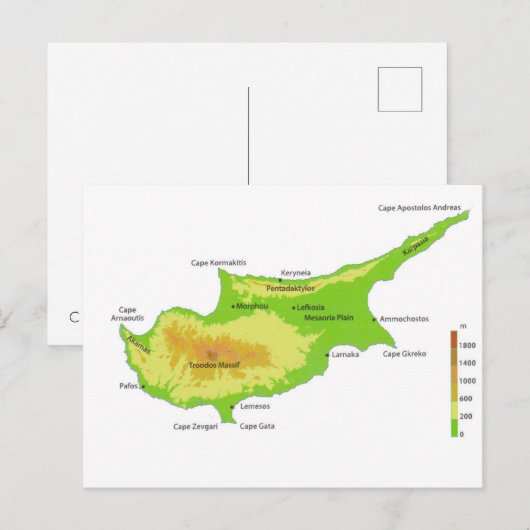 Postale Carte de Chypre (Devant / Derrière)