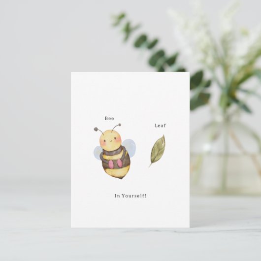 Postale Carte de citation de feuille d'abeille mignonne Cr (Debout devant)