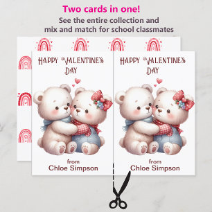 Postale Carte de classe Nounours pour enfants Valentine