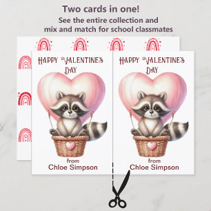Postale Carte de classe Saint-Valentin pour enfant Raccoon